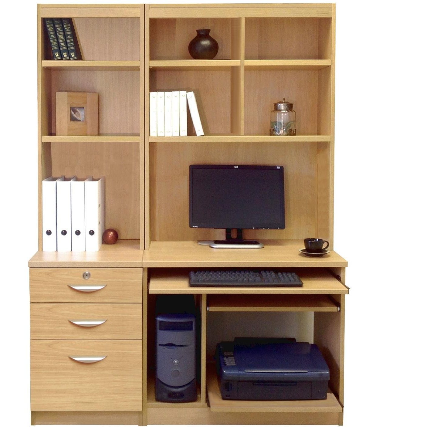 Desk with file cabinet and hutch sales