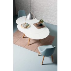 Myles Extending Round Dining Table (with wooden legs)