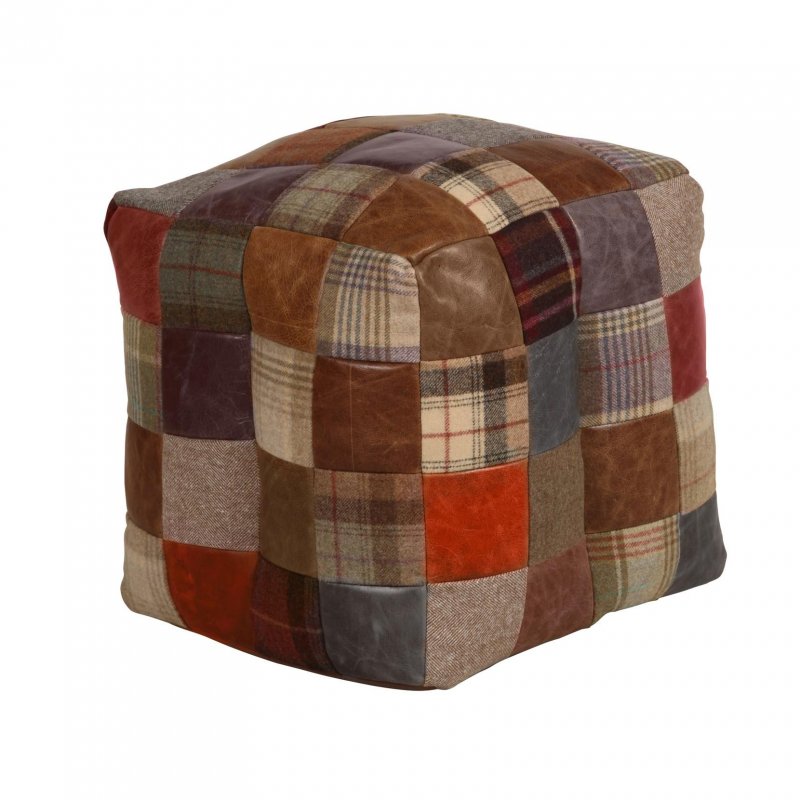 Vintage Bean Bag Cube (in leather & wool)